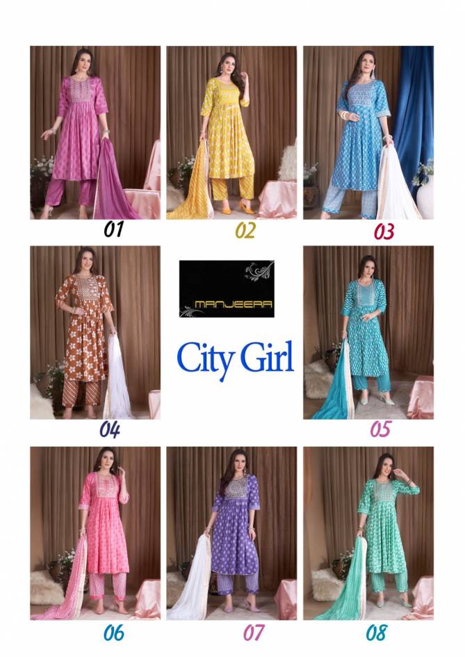 City Girl By Manjeera Nyra Cut Readymade Suits Catalog
